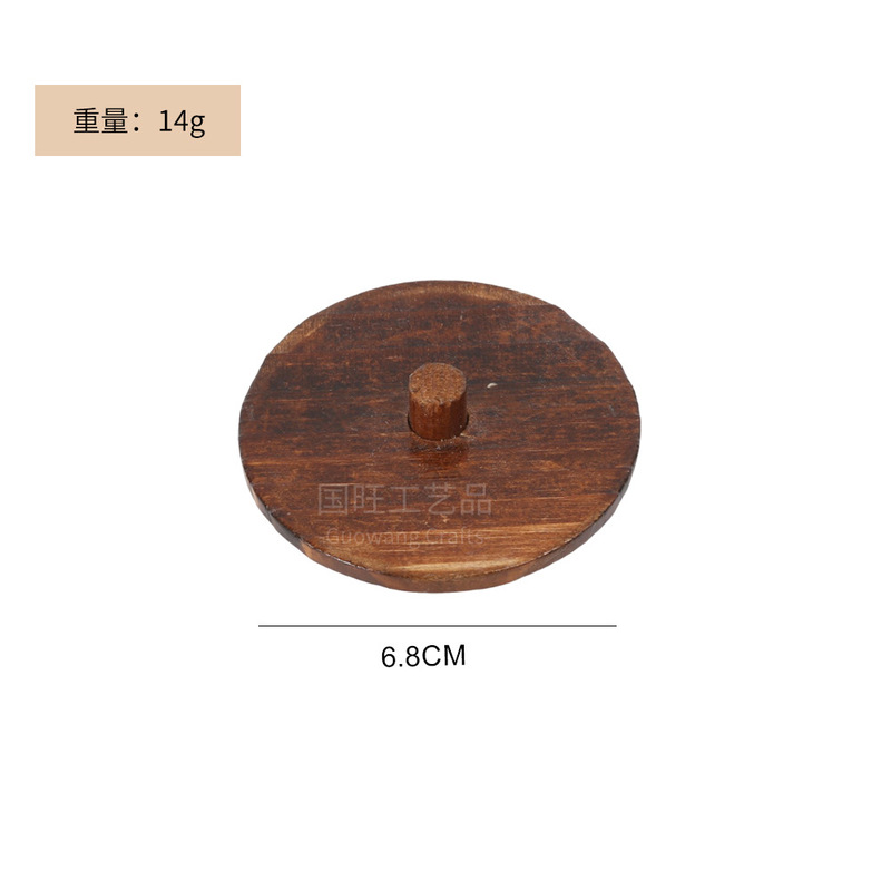 家庭用木製カップ蓋取っ手カップ蓋ガラス貯蔵タンク木蓋携帯型円形取っ手竹木蓋|undefined