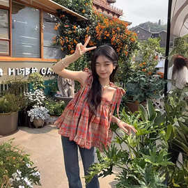 （现货）涤棉短款无袖外穿小吊带夏季甜辣妹多巴胺穿搭气质背心衣