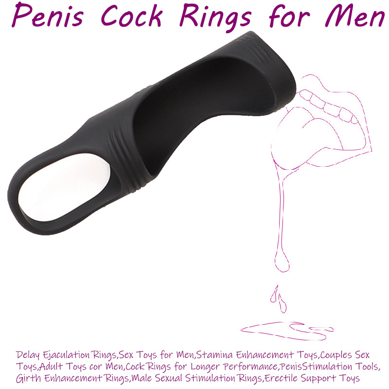 Silicone Locking Ring Condom Sleeve, Diamond Texture, Reusable Delay Aid, Black — detail image 1