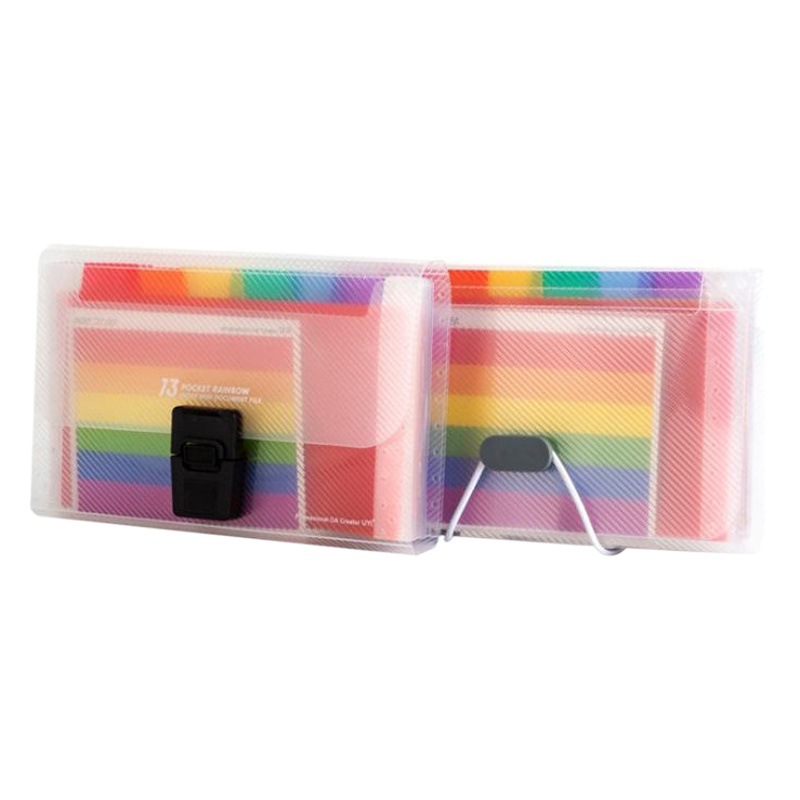 13-rejilla hebilla mini Arco Iris bolsa de órgano estudiante información multi-capa carpeta de la factura transfronteriza bolsa de archivo caliente