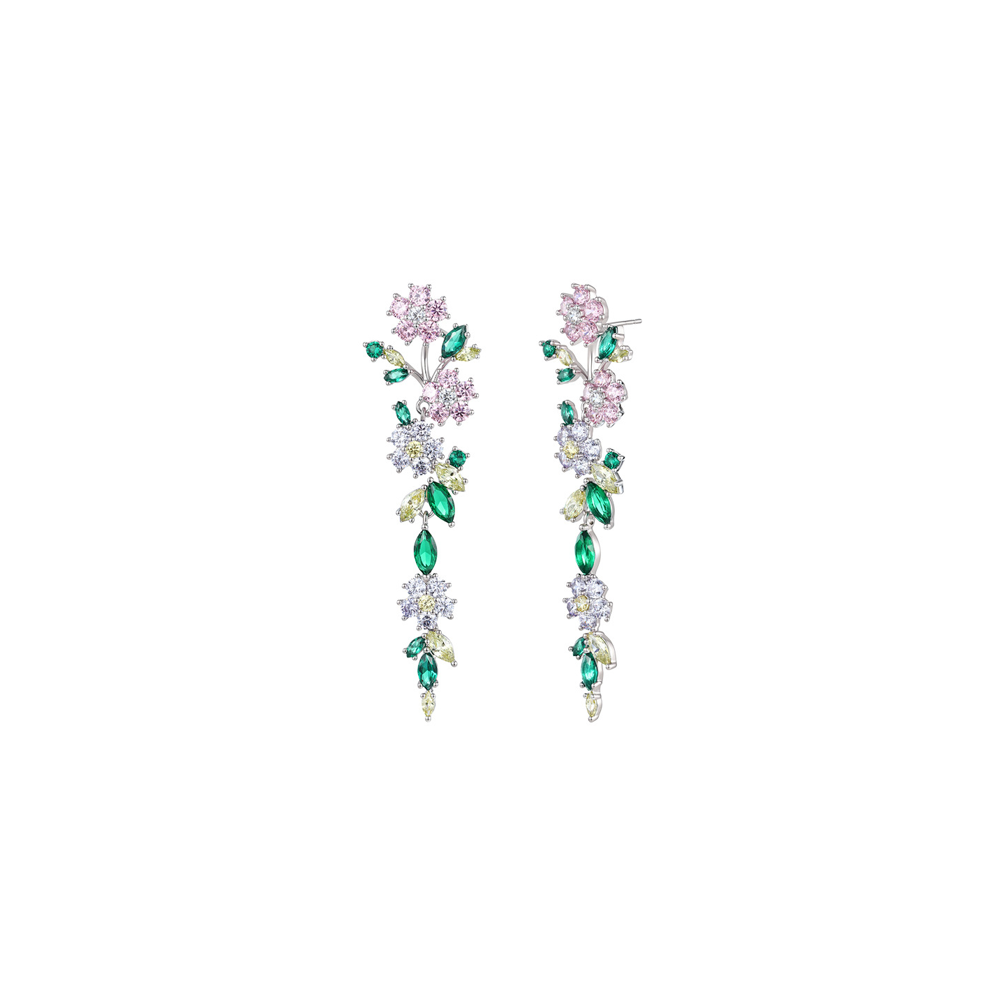 Pendientes Largos de Flores de Aleación
