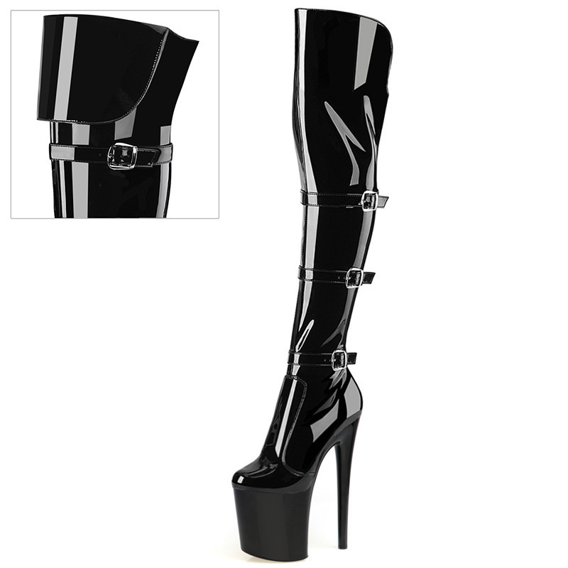 New Style 17cm 20cm Over-The-Knee Boots with Belt Buckle, Pole Dance Super High Heel Women's Boots, Sexy Nightclub Waterproof Platform Boots New Style 17cm 20cm Over-The-Knee Boots with Belt Buckle, Pole Dance Super High Heel Women's Boots, Sexy Nightclub Waterproof Platform Boots