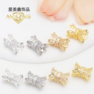镶锆石小蛮腰隔珠双面花托 保色diy手链项链串珠配件水晶配件批发