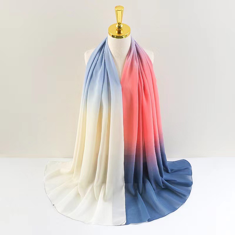 Femmes De Base Dégradé De Couleur Polyester Écharpe En Soie display picture 2