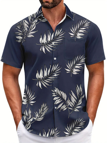 Beach Short Sleeve Southeast Asian Flower Shirts for Men, Quick-Drying Ice Silk Beach Vacation Sanya Style Clothing, Hawaiian Shirts for Men