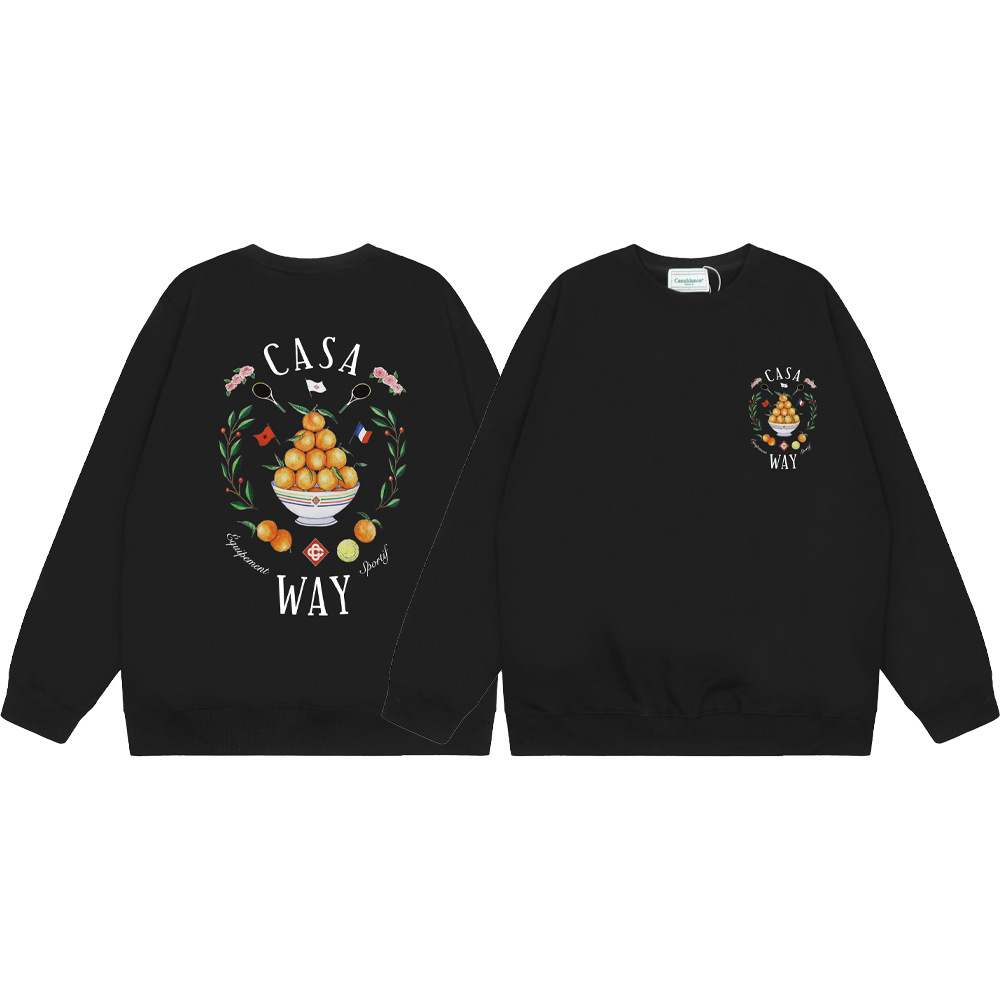 Marca de moda transfronteriza Casablanca letras de Casablanca impresión de color 380g lazo camiseta de cuello redondo