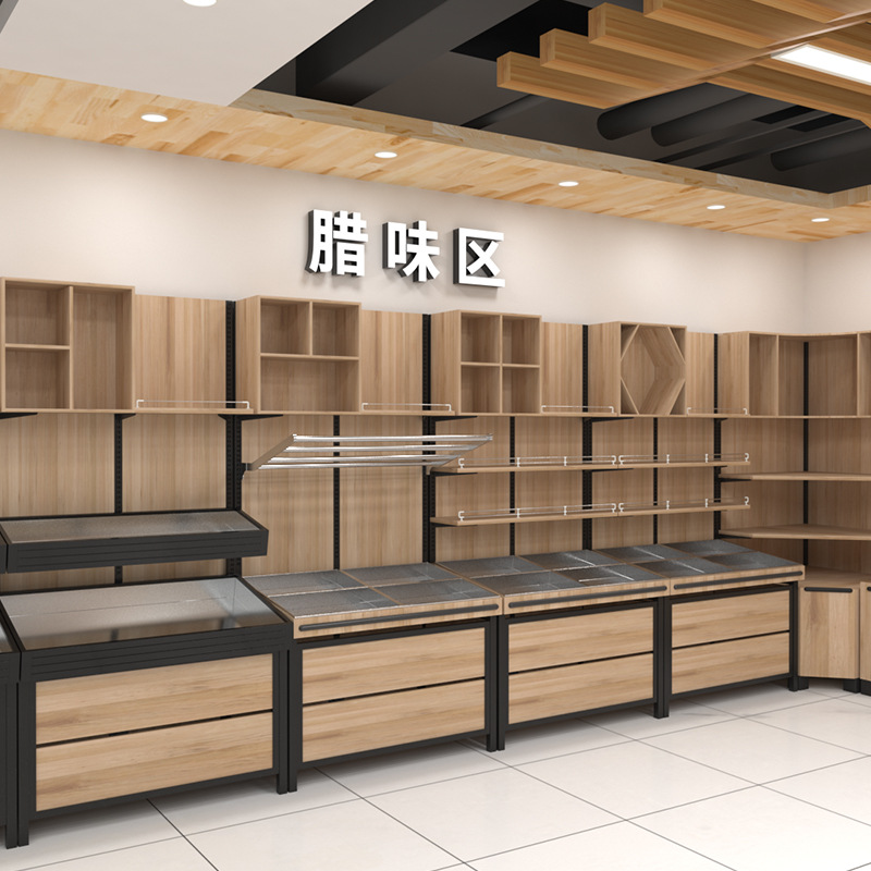 良达水果货架铁实木结合商场果蔬货架百果园水果货架