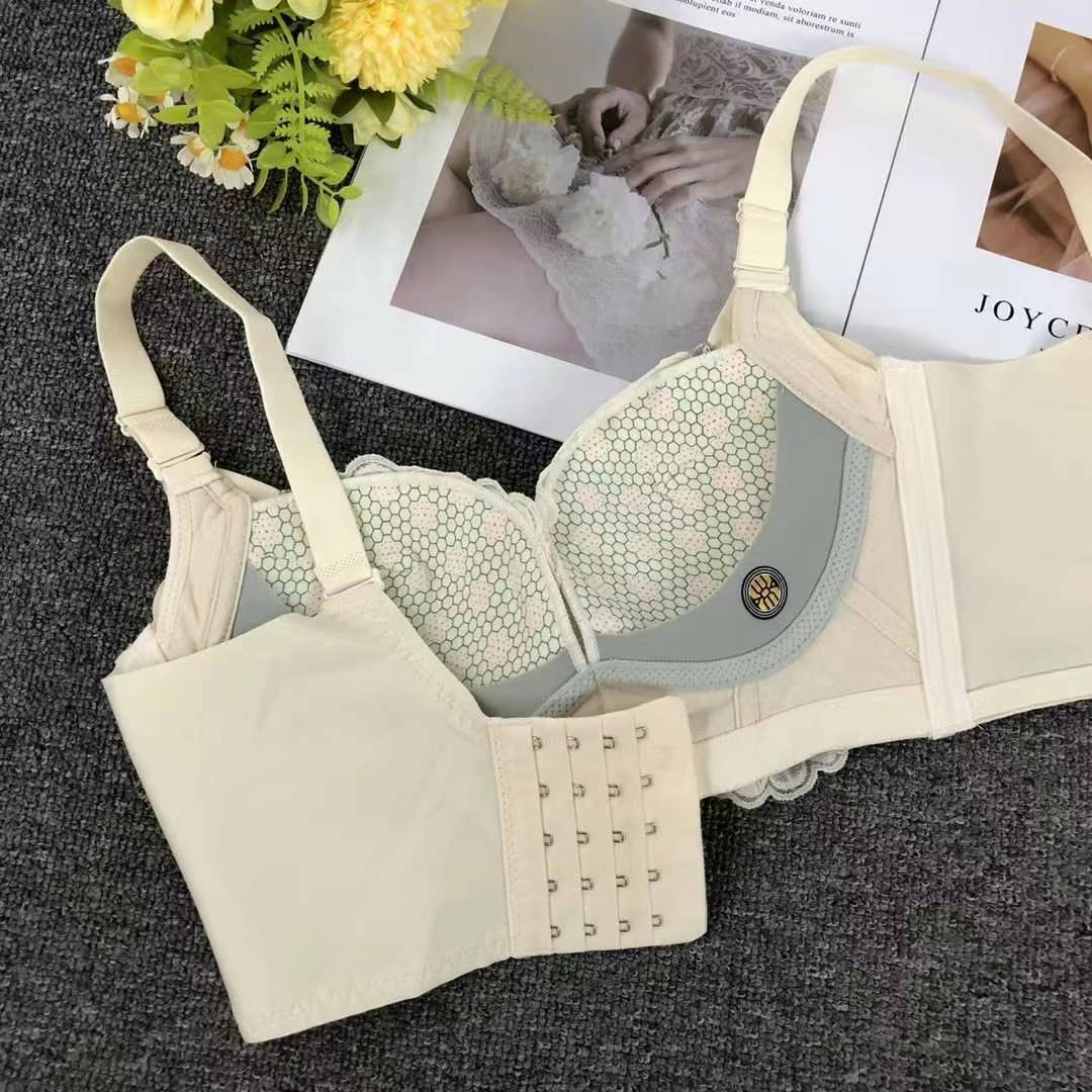 Nuevo sujetador de alta calidad de moda de encaje jacquard transpirable y cómodo ajuste lateral de pecho de botón múltiple ropa interior mujer image 4