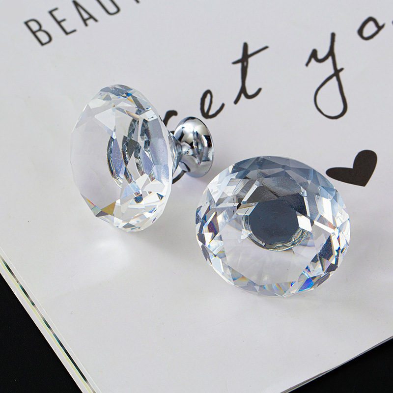 水晶钻石拉手欧式轻奢高档衣柜衣橱柜门把配件鞋柜酒柜抽屉圆形