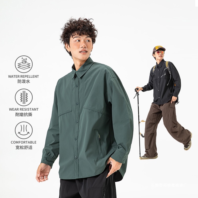 Cross-Border Export Mountaineering Three-Proof Water-Repellent Long-Sleeved Shirt for Women Spring and Autum Hiking Lightweight Chemical Work Shirt