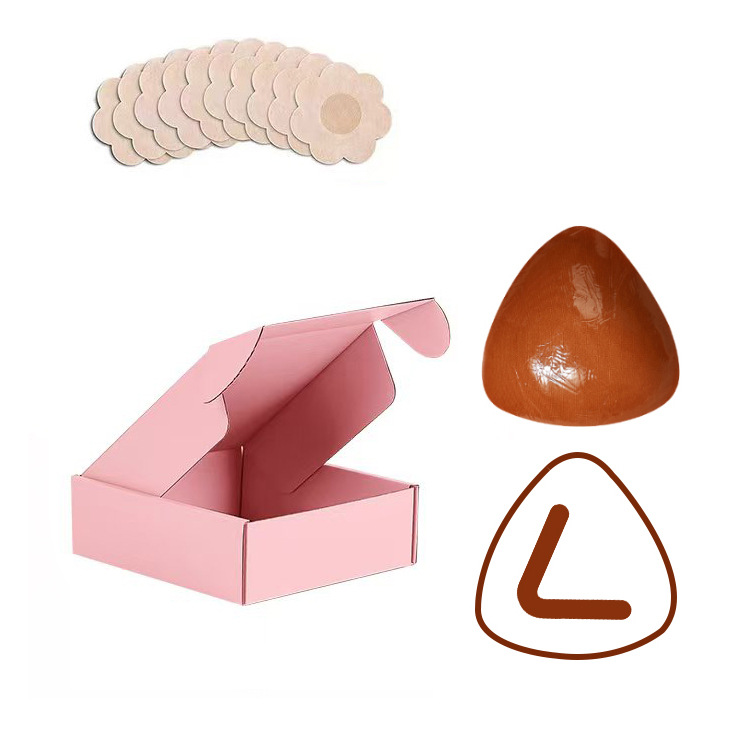 핑크색 상자가 있는 갈색 + 일회용 젖꼭지 패드 5쌍