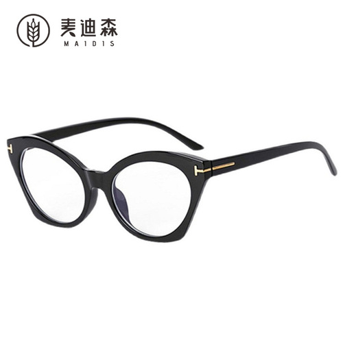 Jet 7029 European and American frame glasses personalized cat-eye cross-border flat mirror glasses R90 anti-blue light glasses