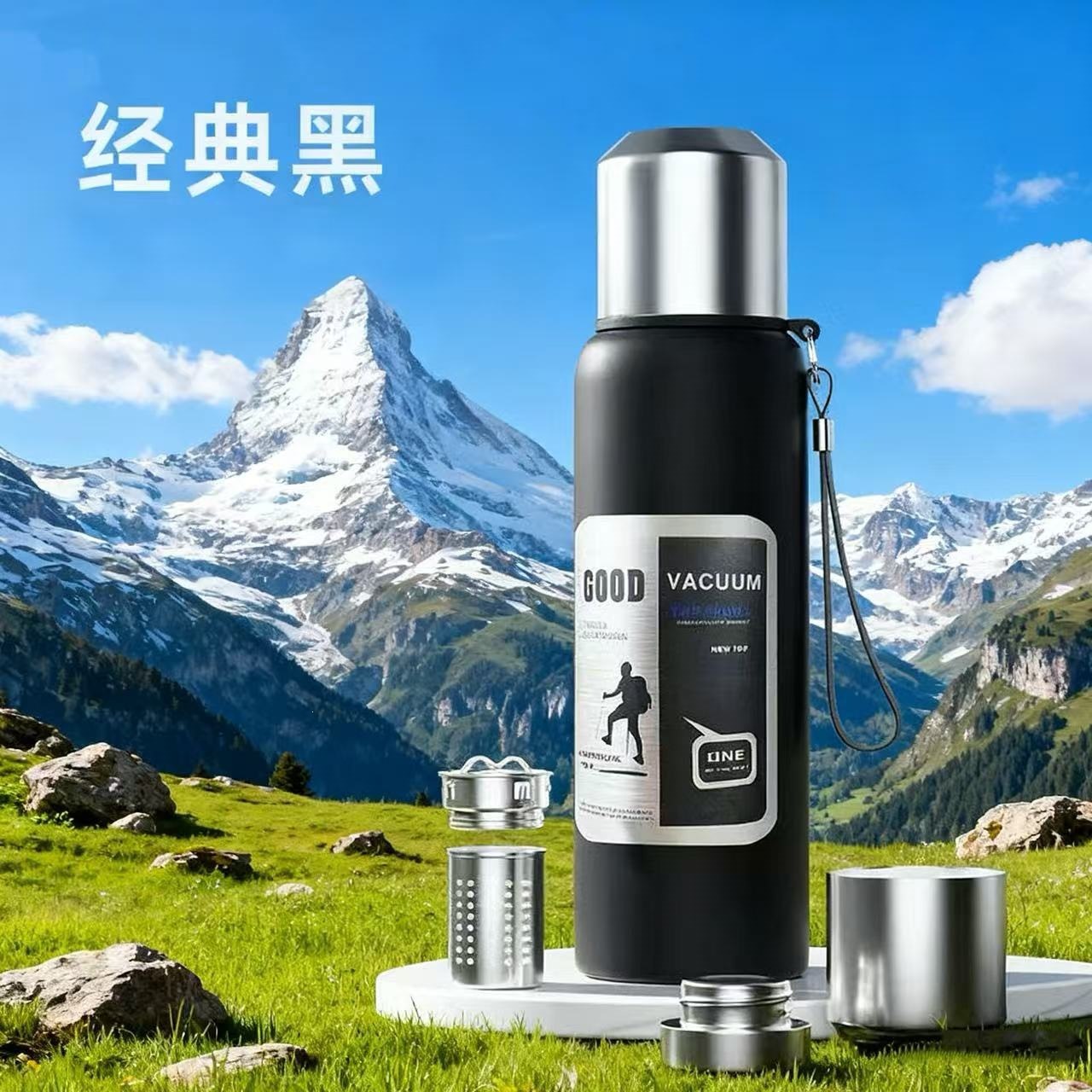 Hot 304 acero inoxidable hombre separación de agua de té de acero todo vacío taza de aislamiento al aire libre taza de agua gruesa de montaña