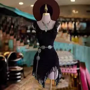 2025 Европейская и американская мода независимого бренда новое кружевное платье с круглым вырезом без рукавов с подолом