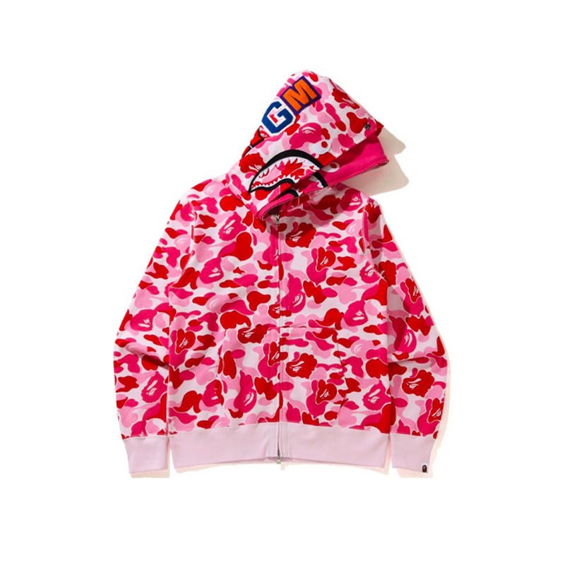 Cross-Border Trendy Brand Bape Shark Head Camouflage Luminous Zip-Up Hoodie for Men and Women, Pure Cotton Double-Hooded Sweatshirt Jacket Cross-Border Trendy Brand Bape Shark Head Camouflage Luminous Zip-Up Hoodie for Men and Women, Pure Cotton Double-Hooded Sweatshirt Jacket