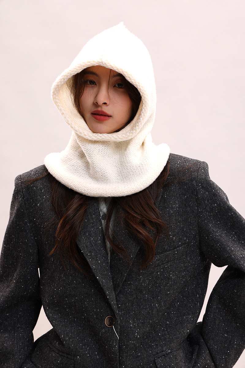 Cagoule coréenne pour enfants, couleur unie, col chaud, protection des oreilles, bonnet tricoté pour couple, pour hommes_voghion.com