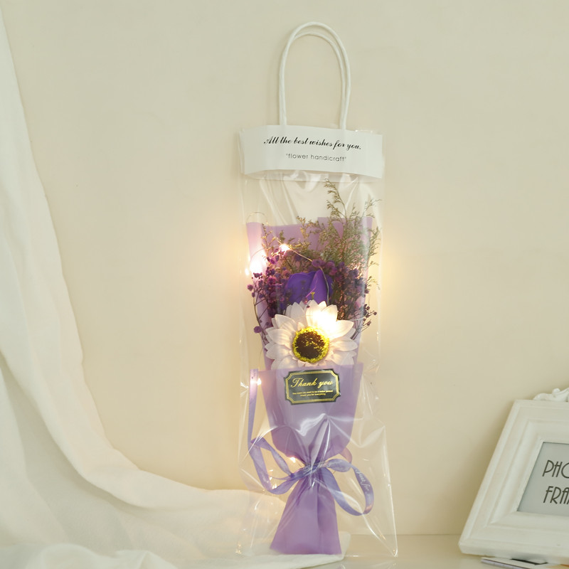 满天星+1朵玫瑰太阳花 紫色