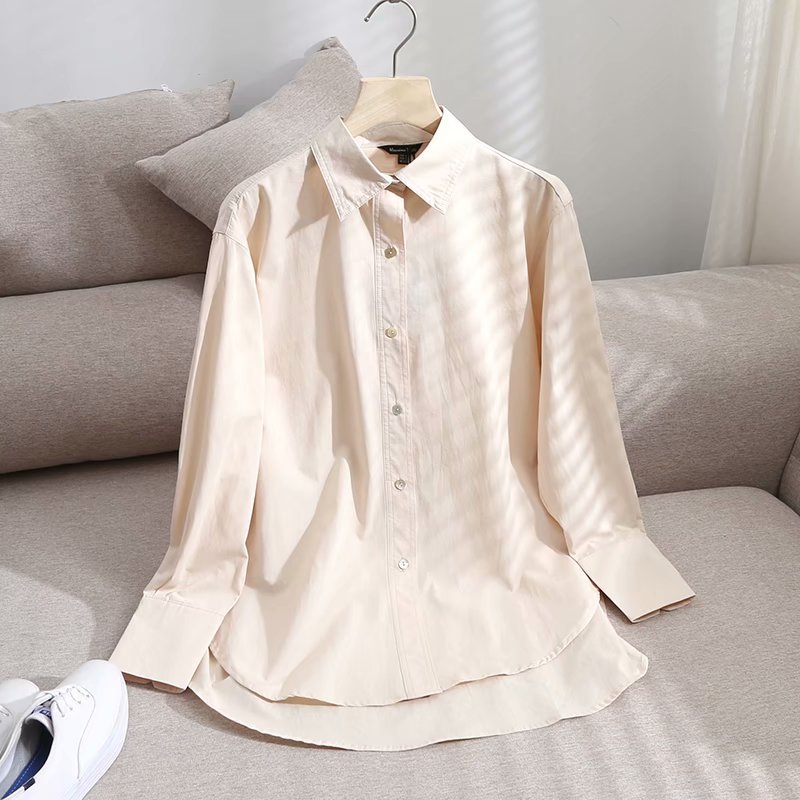 satin texture pure color casual shirt NSAM52427