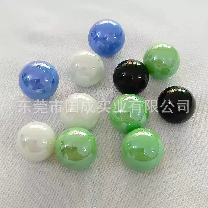 16MM瓷色玻璃弹珠红色黄色蓝色绿色黑色白色跳棋奶油游戏彩色圆球