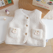女童冬季加绒马甲2025新款儿童萌趣卡通小兔口袋毛绒保暖外套背心