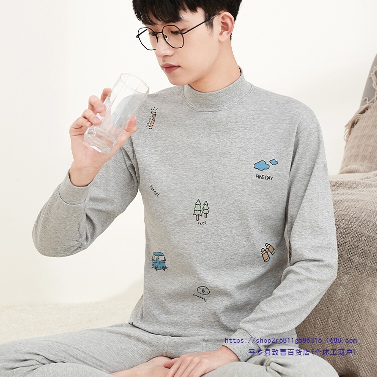 Junior High School and High School Students, Boys and Older Children, Thermal Intimates, Teenagers Pure Cotton Suits, Boys' Autumn Clothes and Long Pants 2025 New Style