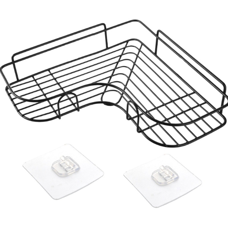 Triángulo de hierro Rack de almacenamiento de esquina baño estante de almacenamiento de baño colgante de pared cocina rack de almacenamiento de cocina Punch-libre