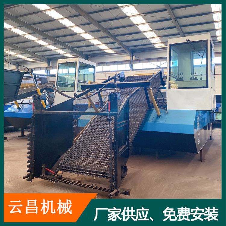 秦皇岛小型全自动水葫芦收割设备 自动卸料水草收割船 河道清理船