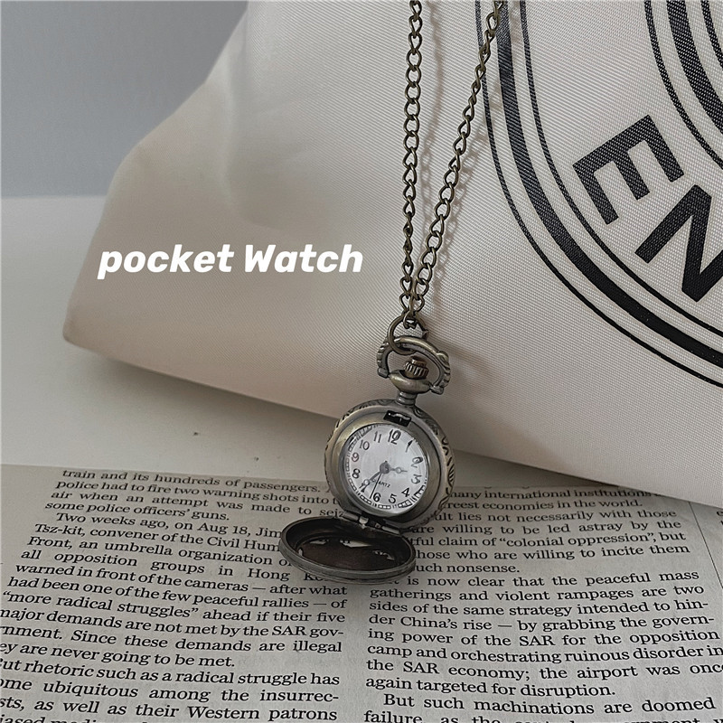 Small size necklace pocket watch trendy male trendy female student flip style pendant