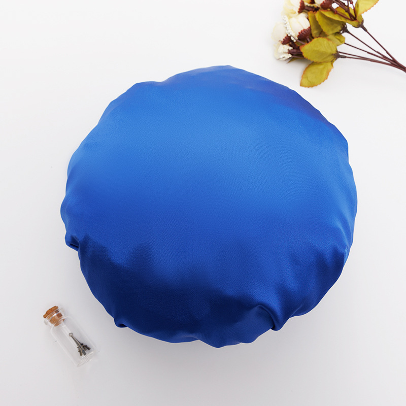 Gorro de Ducha de Doble Capa de Imitación de Seda con Banda Elástica y Hebilla, Ajustable para Viajes y Baño en Casa, Gorro para el Cuidado del Cabello para Mujer