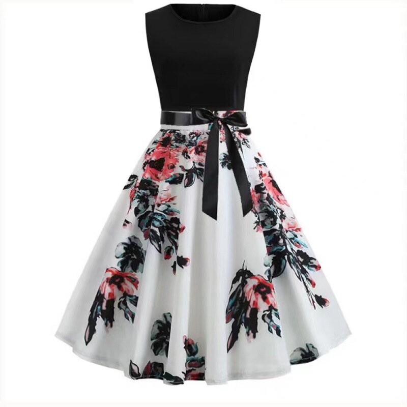 Women's Swing Dress Bright Sleeveless Floral ruched Round Neck Holiday End 2023 Style 3D Print