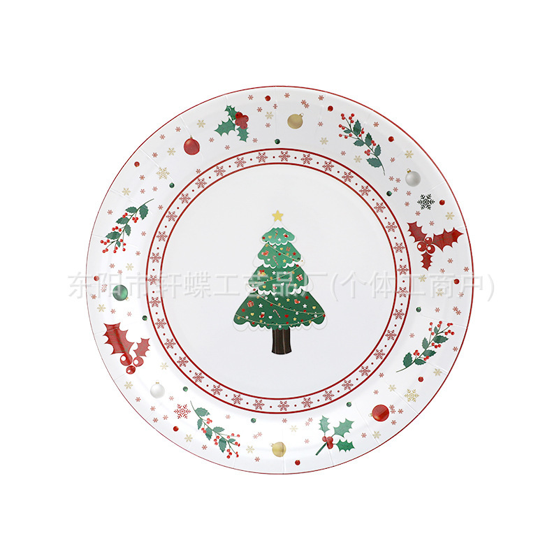 クリスマス装飾シーンパーティーテーマ食器セット使い捨て紙皿四角い食事皿クリスマスツリー皿|undefined