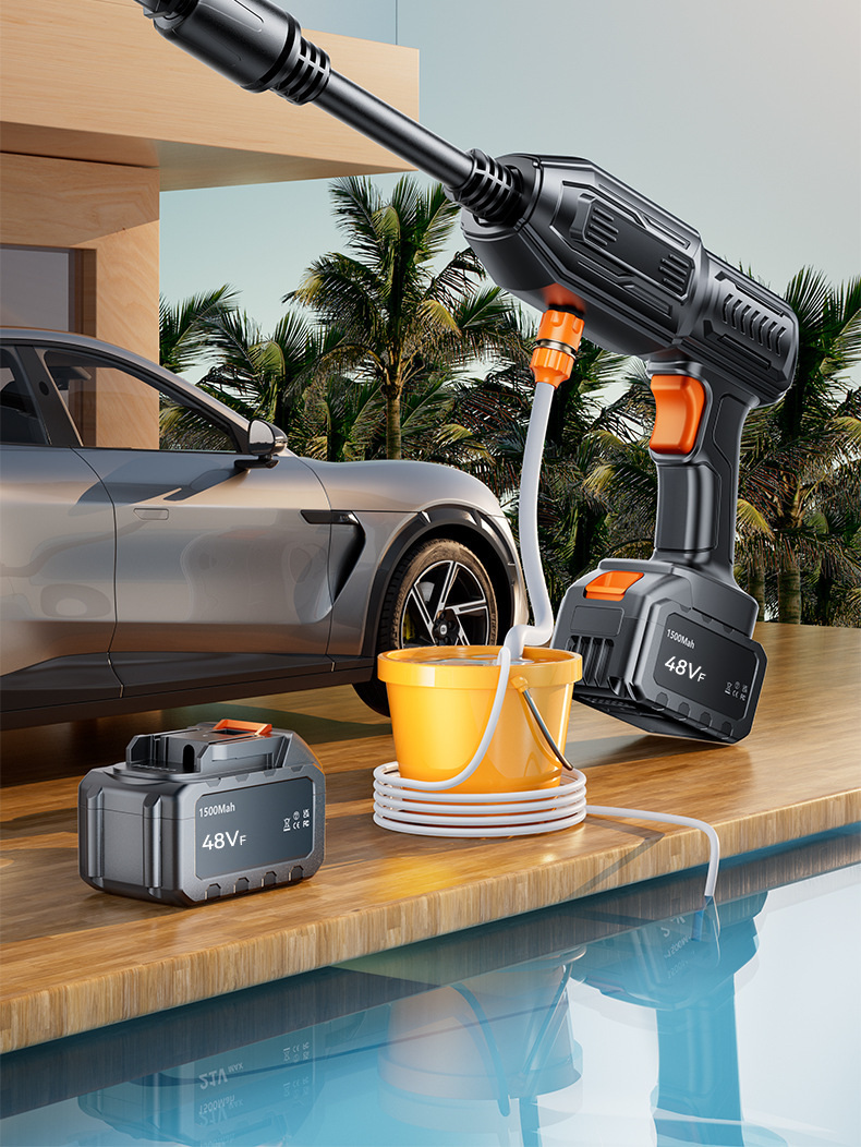 Wireless Car Washing Machine, Household High-Pressure Water Gun, Self-Priming, Portable Powerful Water Spray Gun, Rechargeable Lithium Battery
