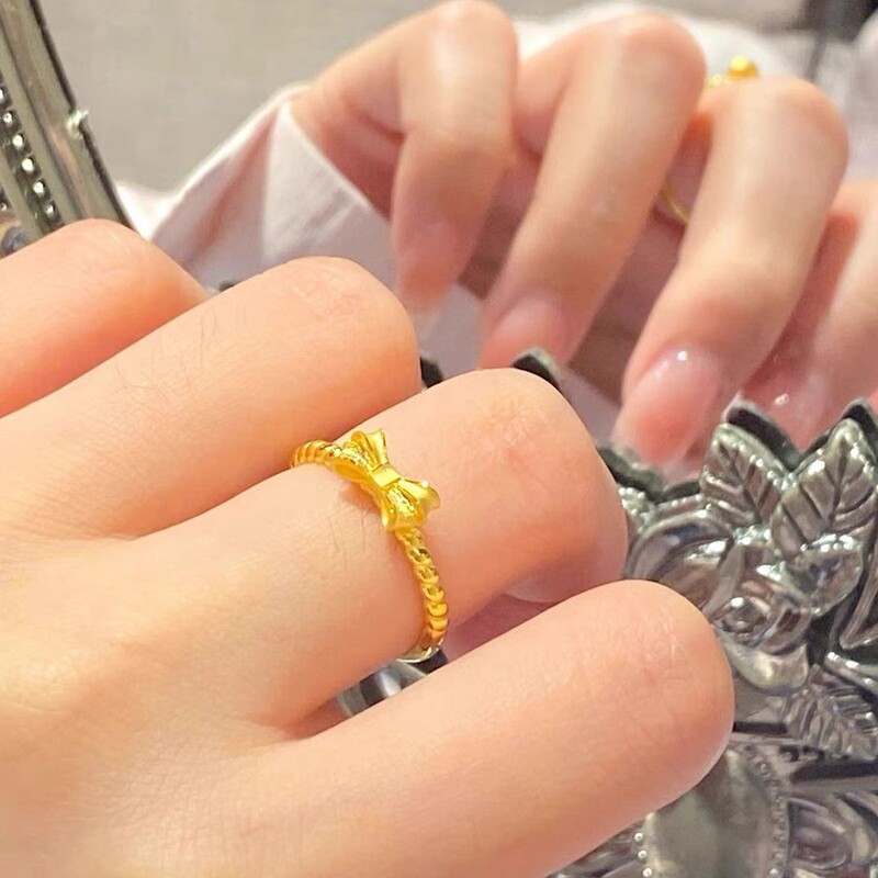 新中式复古沙金开口可调节戒指女新款时尚甜美轻奢小众精致指环|undefined