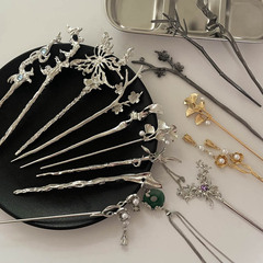 New tassel hairpin, new Chinese style high-end metal hairpin, simple ancient style one-word hairpin, retro hairpin wholesale
