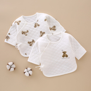 Baby clothes boneless seam autumn and winter cotton bottoming shirt warm half back clothes monk clothing top newborn delivery