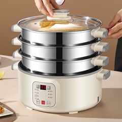 蒸锅家用电多功能三层防干烧全自动蒸包子多层插电宿舍定时早餐锅
