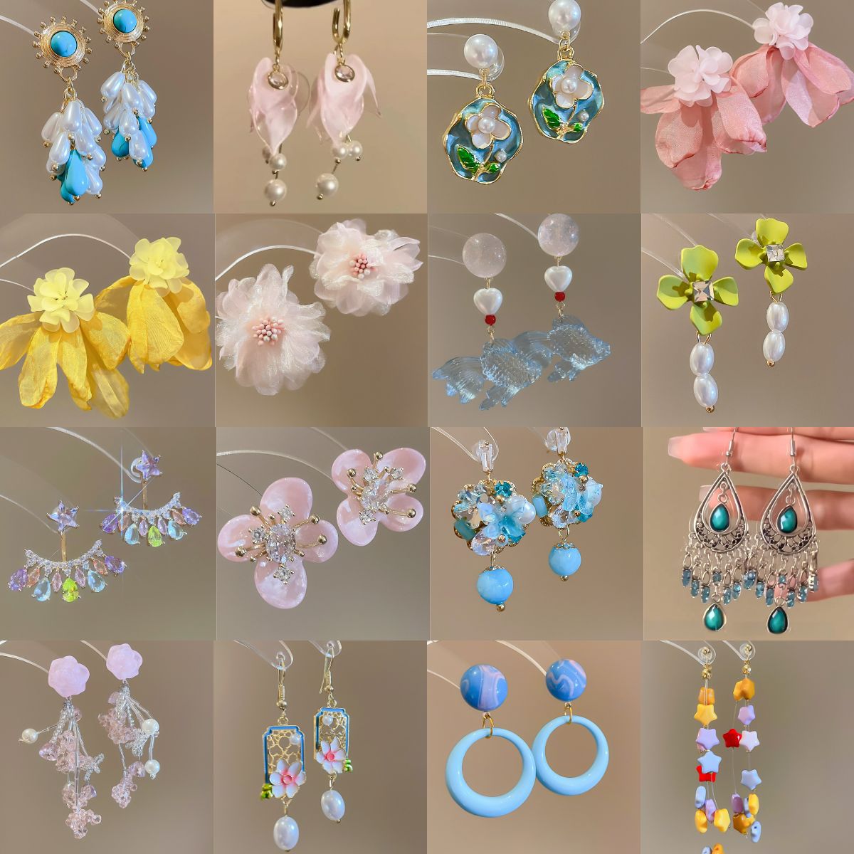 Pendientes de flores de color dopamina Pendientes dulces y frescos de primavera y verano Pendientes pequeños y elegantes de alta gama para mujer