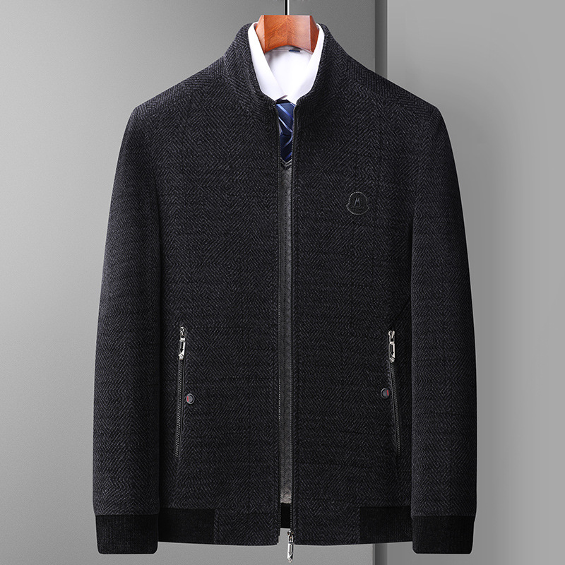 2022新款秋冬季男士雪尼爾抗起球加絨加厚中老年保暖外套爸爸裝