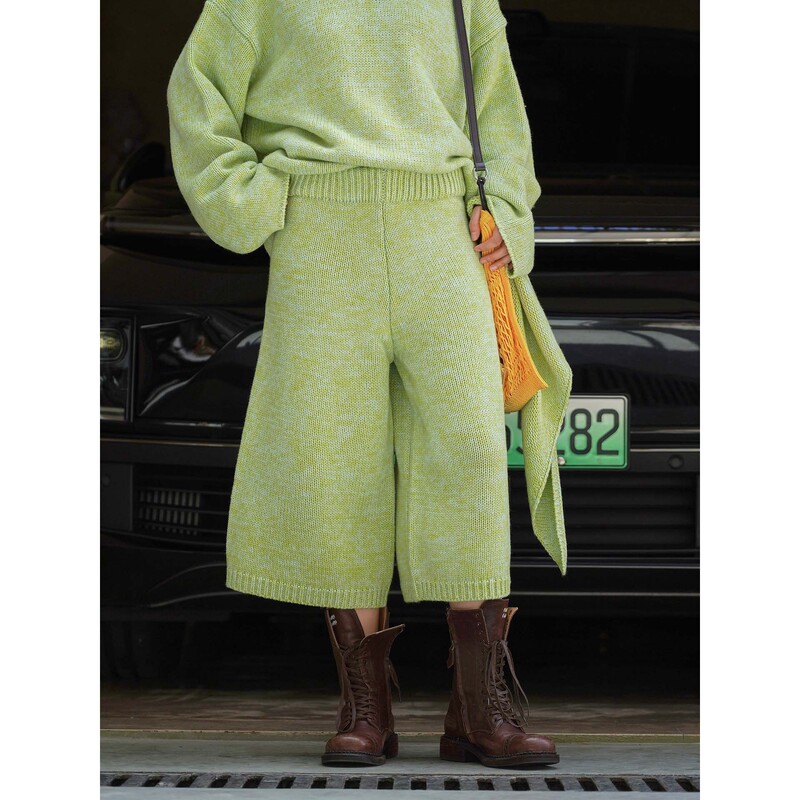 Xuanman Autumn and Winter New Korean Style Fashionable Relaxed Elastic Waist Plain Knit Casual Pants Loose Slimming Shorts for Women