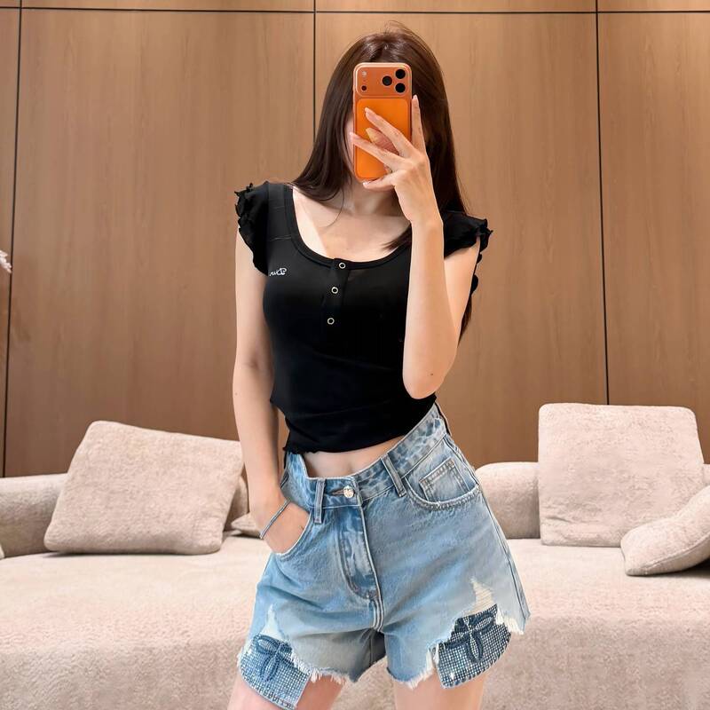 Sweet and Intellectual Large Round Neck Low-Cut T-Shirt, Sexy Slim-Fit Raglan Sleeve Top for Women, Nanyou Wool Base Shirt