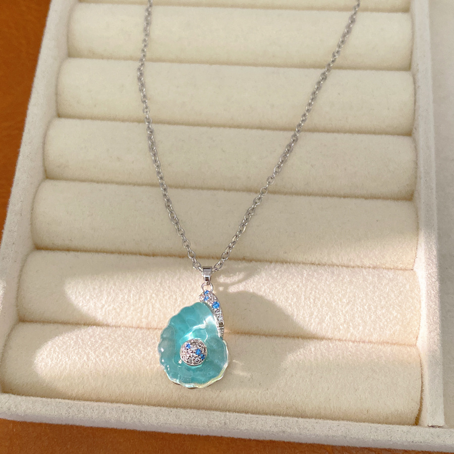 Agujas de plata de resina de piedra de silicio de caracol auriculares accesorios de vacaciones de mar pendientes de lujo ligero conjunto de joyería de alta calidad al por mayor
