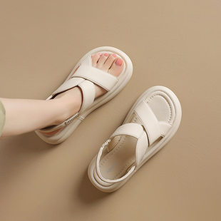 Augushiden thick-soled sandals for women summer 2026 new casual soft-soled one-word fairy-style slippers