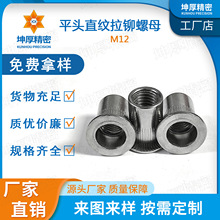 304不銹鋼平頭直紋圓柱帶齒M12規格國標運用行業廣泛鉚螺絲螺母