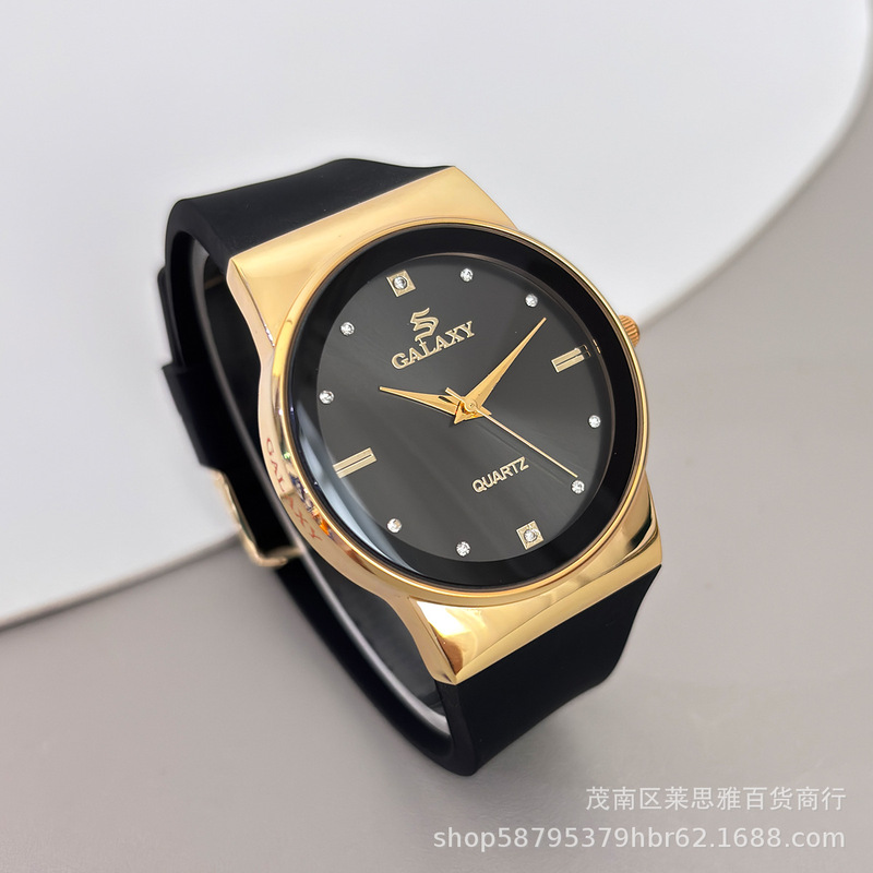 GALAXY Vintage Casual Men's Watch, Light Luxury Gold Case, Silicone Strap, Vintage Commuter Wristwatch, Factory Stock GALAXY Vintage Casual Men's Watch, Light Luxury Gold Case, Silicone Strap, Vintage Commuter Wristwatch, Factory Stock