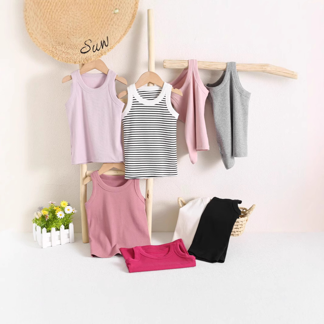 Children's Pure Cotton Vest Summer Boys' Pajamas Girls' Baby Sleeveless Big Kidsren's Inner Wear Bottoming Tops