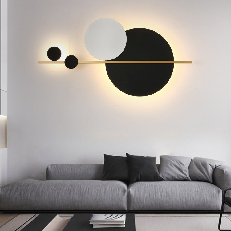 Sofá cabecera lámpara de cama iluminación de fondo de la pared de la atmósfera del dormitorio lámpara de pared sala de estar decoración de fondo creativa simple