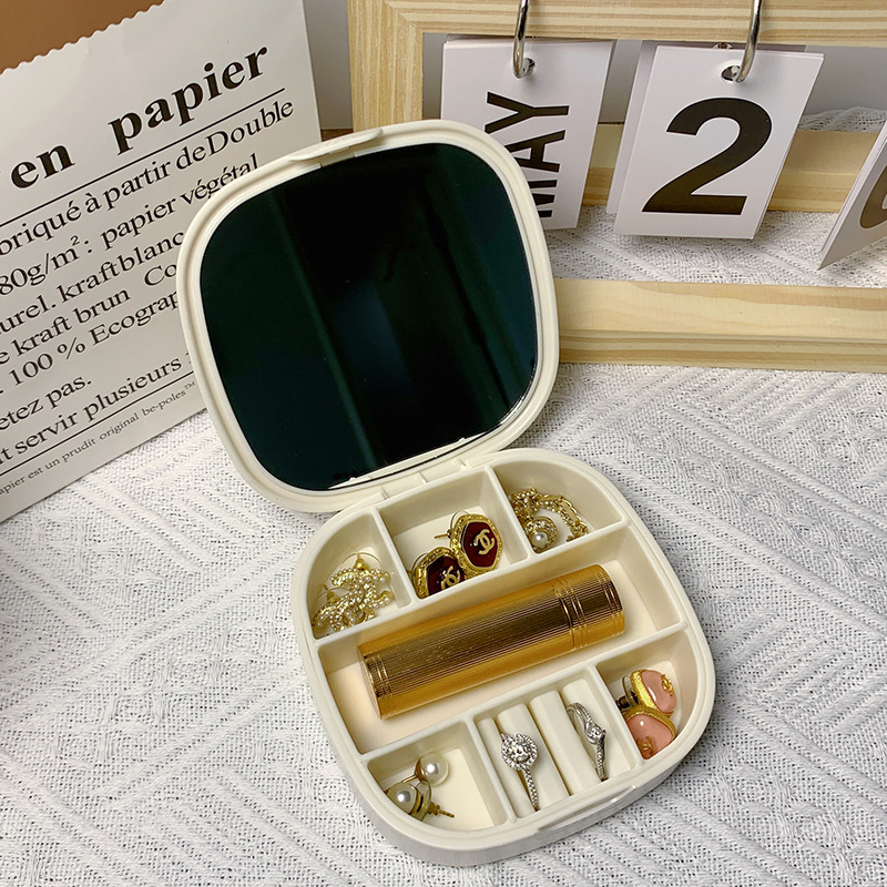 Caja de almacenamiento de joyería portátil caja de joyería de viaje niña lápiz labial collar pendientes caja de joyería multifuncional al por mayor