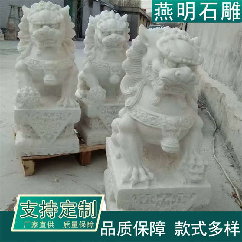 Белый мраморный каменный лев пара производителей спот продажи гранитного каменного льва