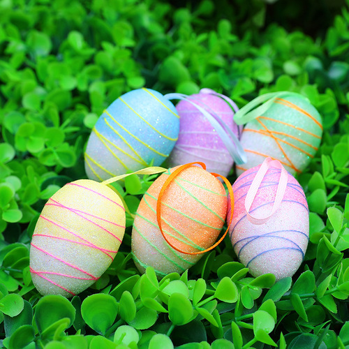 Cross-border wholesale Easter eggs DIY painted patterns simulation eggs holiday scene layout decoration pendants