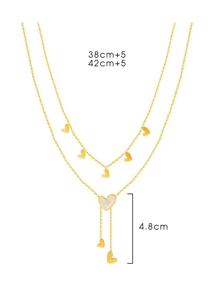 15g Weight 18K Gold Plated Plating Material Sweet Simple Style Heart Shape Titanium Steel Plating Inlay Shell 18k Gold Plated Layered Necklaces